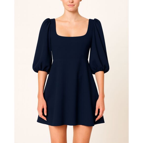 Rebecca Taylor New Long Sleeve Crepe Dress Women’s Size 16 Navy Elegant Classic
